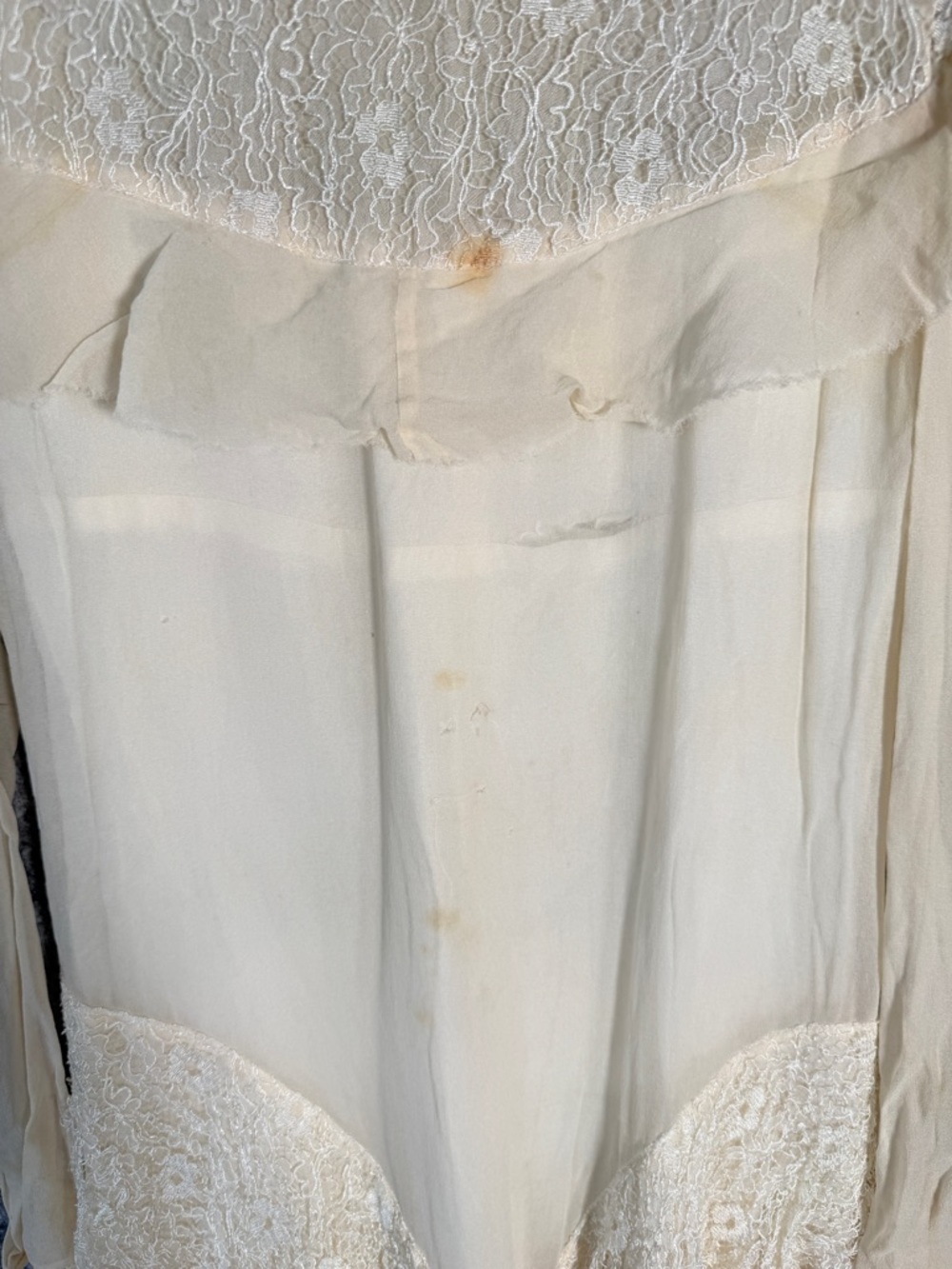 Vintage Handmade silk (?) Cream Dress Ethereal AS IS XS - Picture 4 of 13